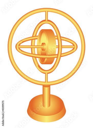 Vector: Gyroscope stands in equilibrium on white background Gyroscope stands in equilibrium on white background