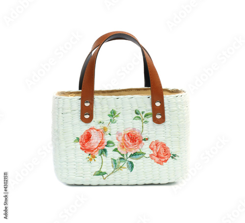 Photo: Craft Bag with decoupage on white background Craft Bag with decoupage on white background