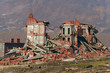Completely ruined brick building