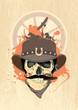 West design template with cowboy skull