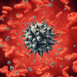 Illustration: Viruses and red blood cells , contaminated blood Viruses and red blood cells , contaminated blood