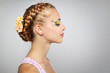 Woman with beautiful hairstyle and creative make-up