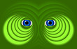 Eyes on a green background