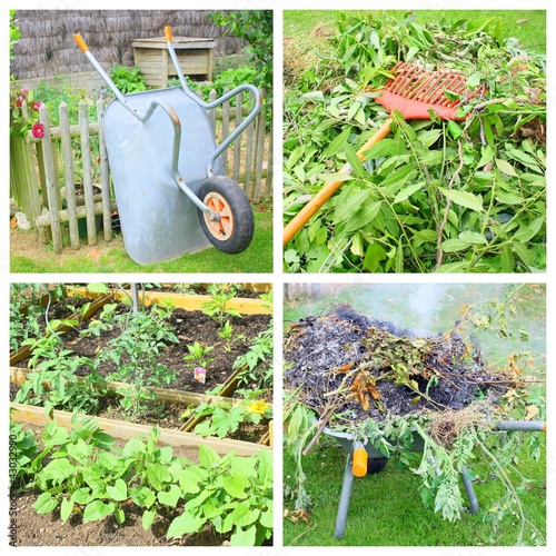 Photo: montage,recyclage des branchages pour compost montage,recyclage des branchages pour compost