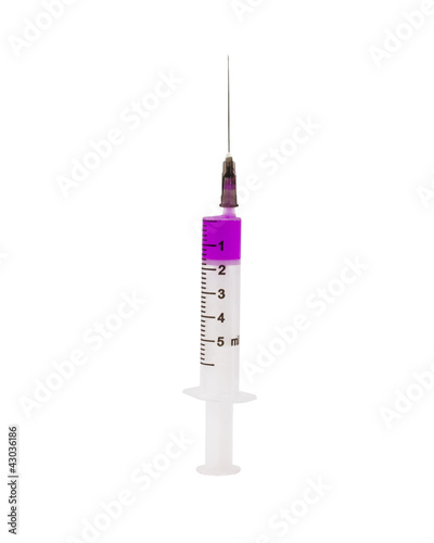 Photo: One full syringe with a liquid for injection One full syringe with a liquid for injection