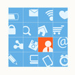 Modern social media buttons. One of them is selected