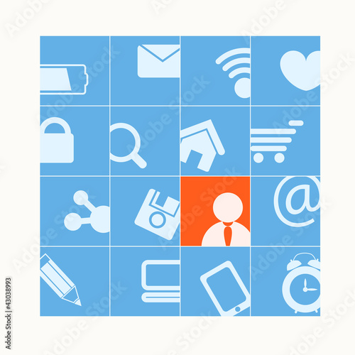 Vector: Modern social media buttons. One of them is selected Modern social media buttons. One of them is selected