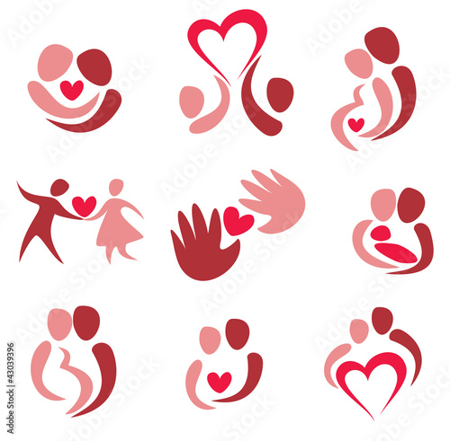 Vector: love, wedding, set of couple in love icons love, wedding, set of couple in love icons