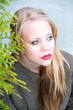 young woman with red lips