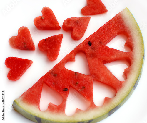 Photo: Watermelon Segments with Hearts Watermelon Segments with Hearts