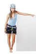 Young woman in climbing equipment