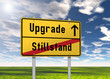 Ortsschild "Upgrade / Stillstand"