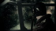 WWII pilot flying in a storm view outside of canopy