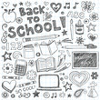 Back to School Supplies Sketchy Notebook Doodles Vector Set