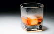Closeup misted glass of whiskey