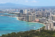 Waikiki Beach and the city of Honolulu, Hawaii