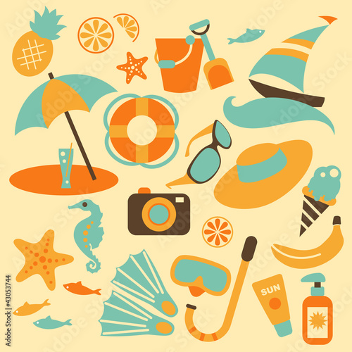 Vector: Summer vacation set Summer vacation set