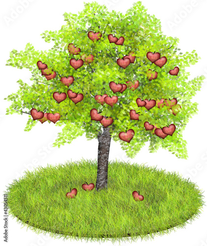 Illustration: Heartshaped apples in an appletree Heartshaped apples in an appletree
