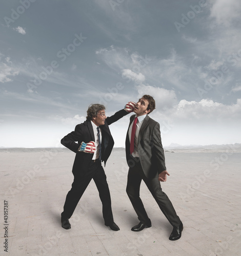 Photo: Businessmen and boxing challenge Businessmen and boxing challenge