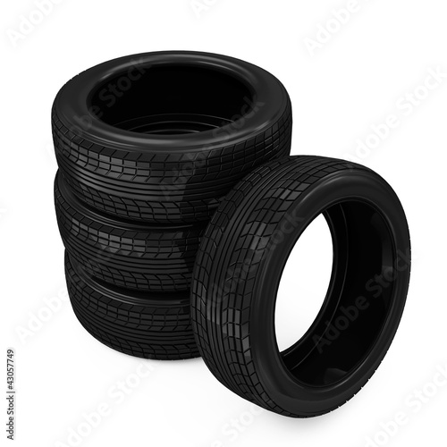 Illustration: Stack of Car Tires isolated on white background Stack of Car Tires isolated on white background