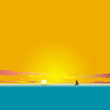 水平線に沈む夕日