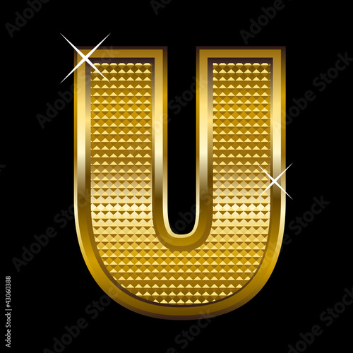 Vector: Golden font type letter U Golden font type letter U