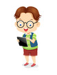Vector: Boy playing tablet Boy playing tablet