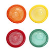Colorful condoms isolated on white