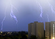 lightning in the sky in the city weather anomaly disaster