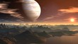 Video: The gas giant and sunrise on a fantastic planet. The gas giant and sunrise on a fantastic planet.