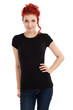 Redhead with blank black shirt