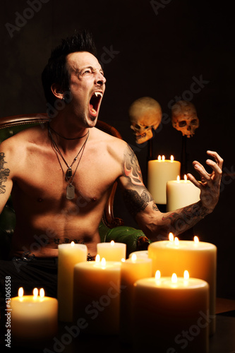 Photo: Male vampire showing teeth Male vampire showing teeth