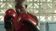 Video: Sport and people, portrait of young black boxer in gym Sport and people, portrait of young black boxer in gym