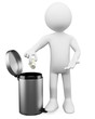 3D white people. Garbage basket