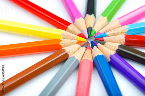 Photo: Colour pencils in creativity concept Colour pencils in creativity concept