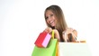 Video: happy woman makes shopping in sale period happy woman makes shopping in sale period