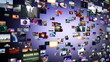 Flight through animated video wall