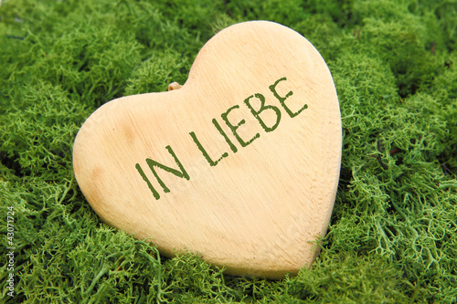 Foto: In Liebe - Holzherz auf Moos In Liebe - Holzherz auf Moos
