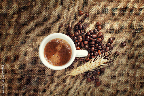 Photo: caffè rustico dall'alto caffè rustico dall'alto
