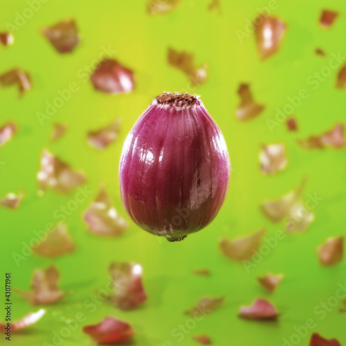 Photo: Peeling of a red onion Peeling of a red onion