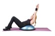 Fit young female pilates instructor showing different exercises