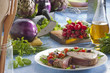 Steak de thon et légumes