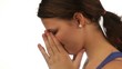Video: Sad young woman crying isolated Sad young woman crying isolated