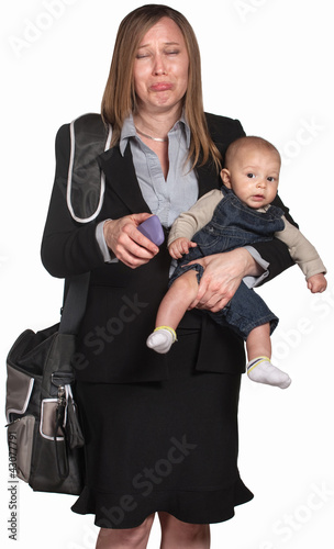 Foto: Sad Professional Woman With Baby Sad Professional Woman With Baby
