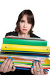 Worker with Stack of Binders