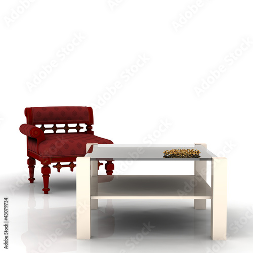 Illustration: Couchtisch und Sessel Couchtisch und Sessel