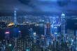 View of Victoria harbor from the peak at Hong Kong