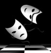 Vektor: two flying white-black mask two flying white-black mask