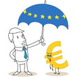 Geschäftsmann, Euro, Schirm