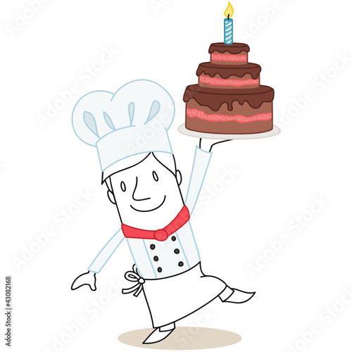 Vector: Figur, Koch, Bäcker, Torte Figur, Koch, Bäcker, Torte